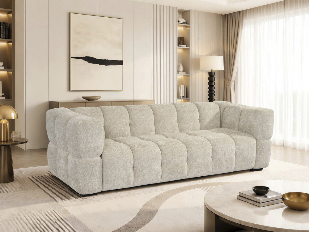 Rechte bank in bubble-stijl van de stof "Spontini" - 3-zits - Beige