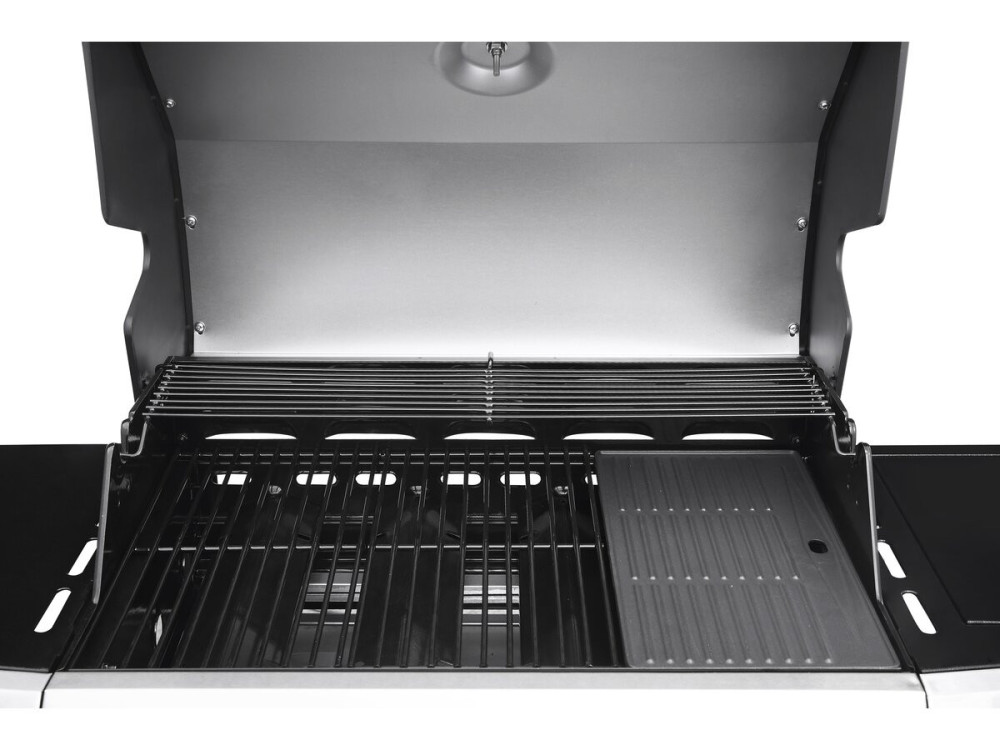 Gas BBQ gasbarbecue barbecue met led "Bingo 5" - 5 branders waarvan 1 zijbrander - 15,2 kW + beschermhoes - Zilver