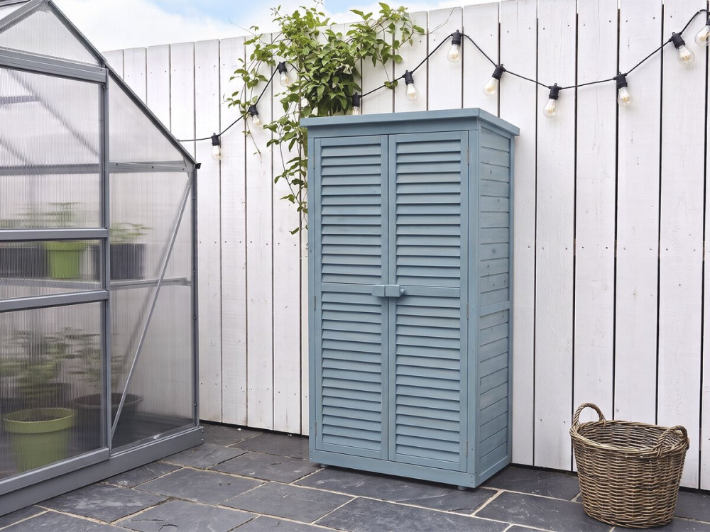 Tuinkast houten tuin berging "Space" - 87 x 46,5 x 160 cm - Blauw hemelsblauw