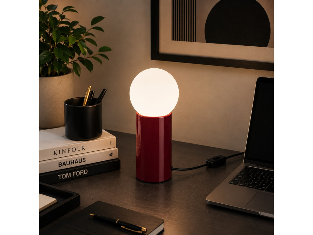 Metalen tafellamp "Polo" - 15 x 15 x 35 cm - Rood