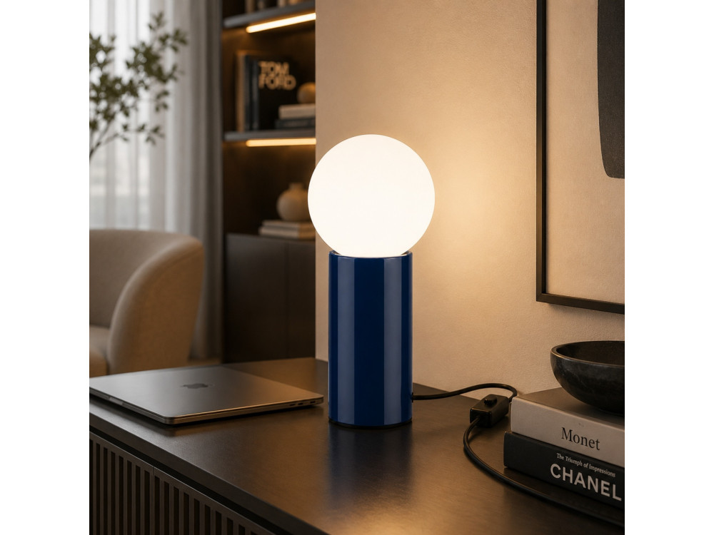 Metalen tafellamp "Polo" - 15 x 15 x 35 cm - Blauw