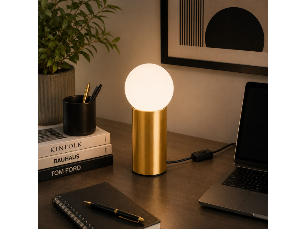 Metalen tafellamp "Polo" - 15 x 15 x 35 cm - Geel