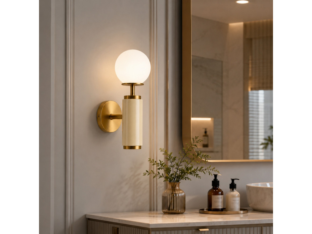 Metalen wandlamp "Moira" - 15 x 17 x 37 cm - Beige