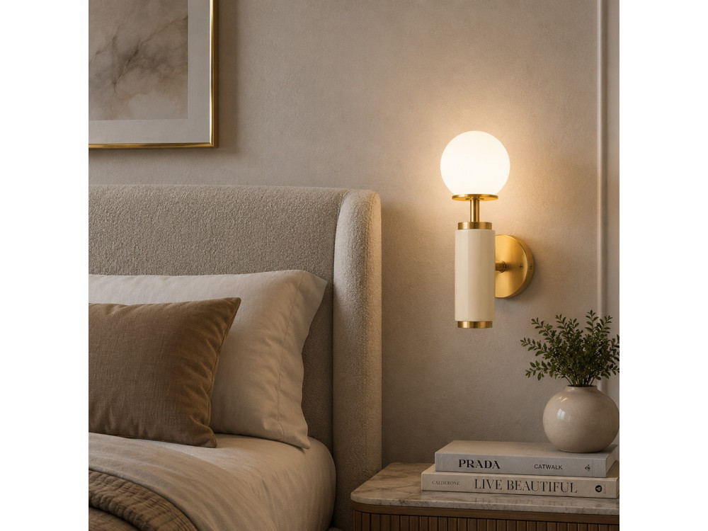 Metalen wandlamp "Moira" - 15 x 17 x 37 cm - Beige