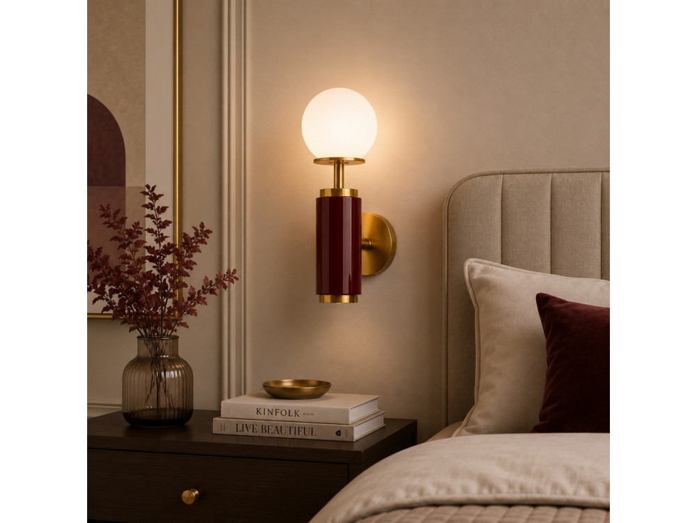 Metalen wandlamp "Moira" - 15 x 17 x 37 cm - Rood