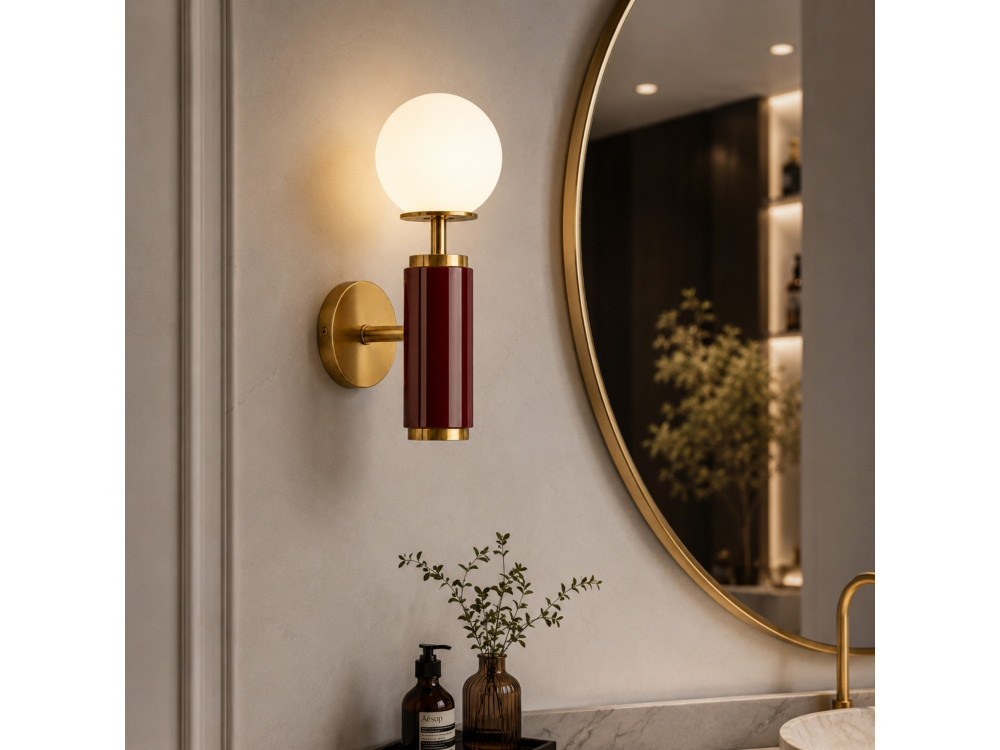 Metalen wandlamp "Moira" - 15 x 17 x 37 cm - Rood
