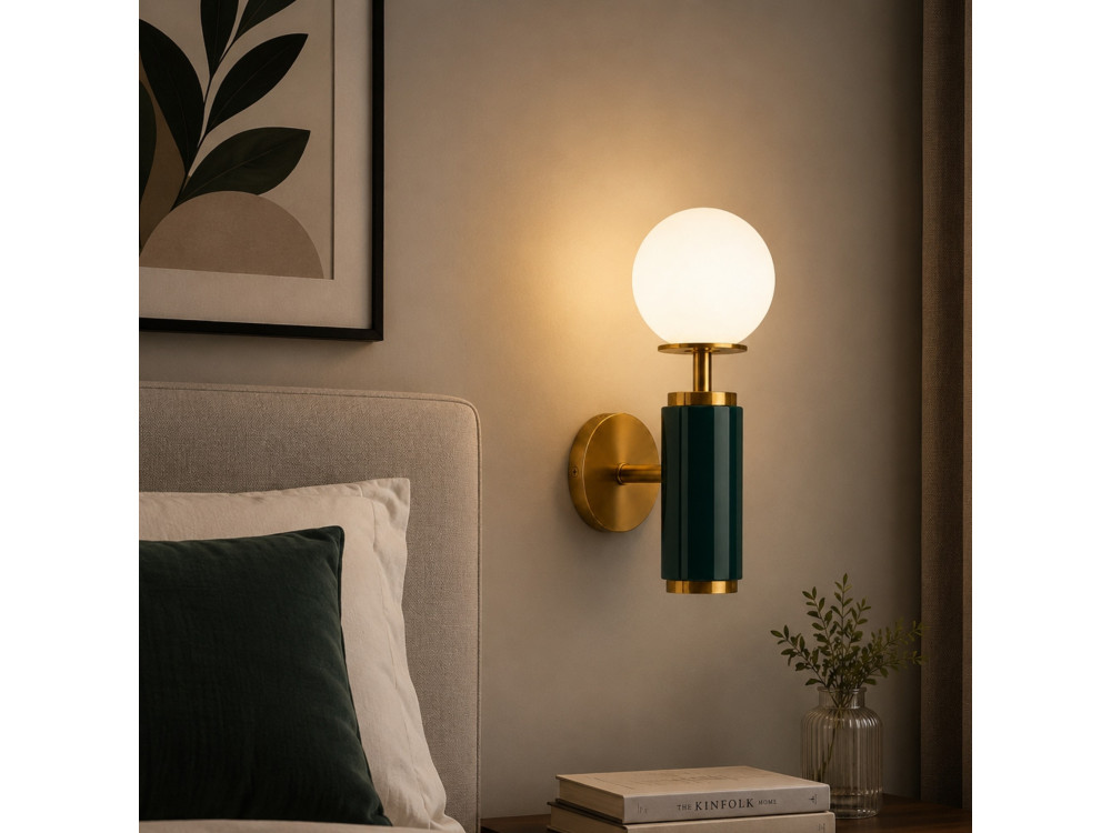 Metalen wandlamp "Moira" - 15 x 17 x 37 cm - Groen