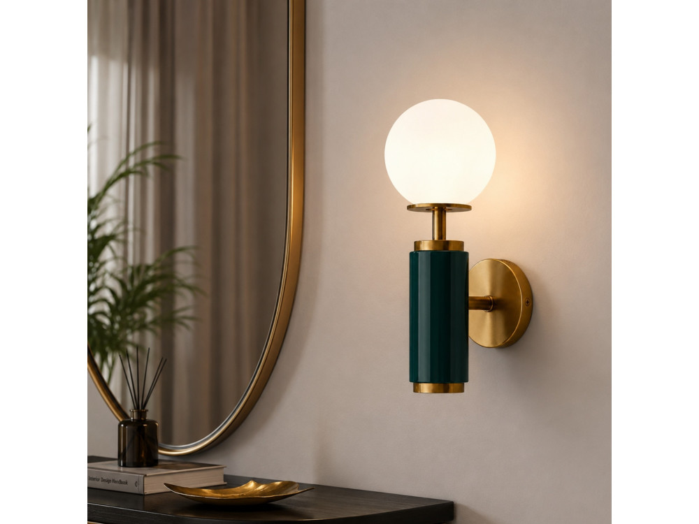 Metalen wandlamp "Moira" - 15 x 17 x 37 cm - Groen