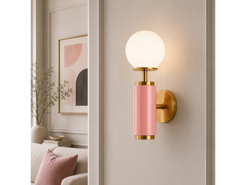 Metalen wandlamp "Moira" - 15 x 17 x 37 cm - Roze