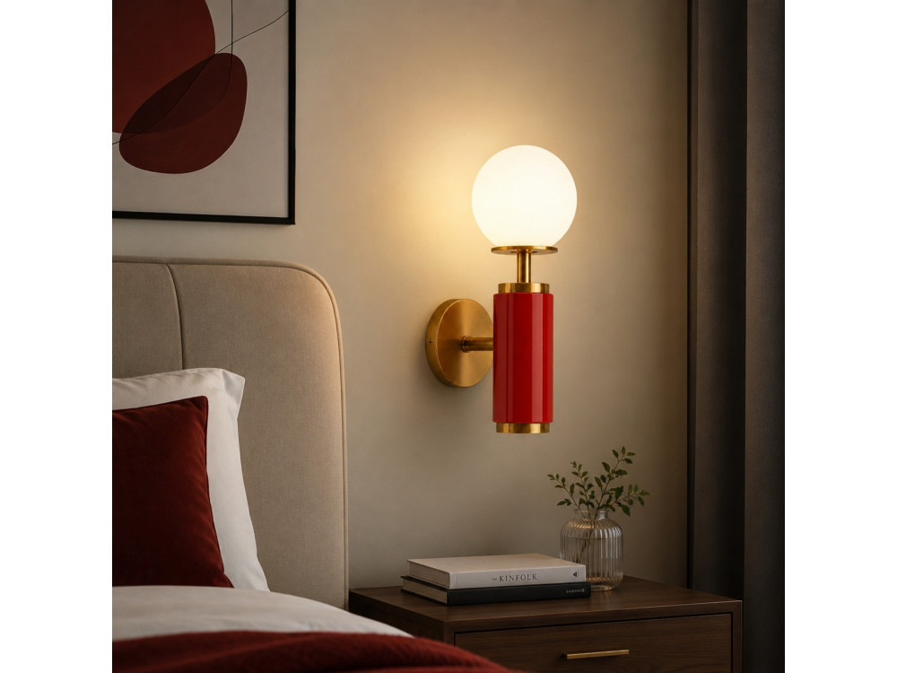 Metalen wandlamp "Moira" - 15 x 17 x 37 cm - Rood