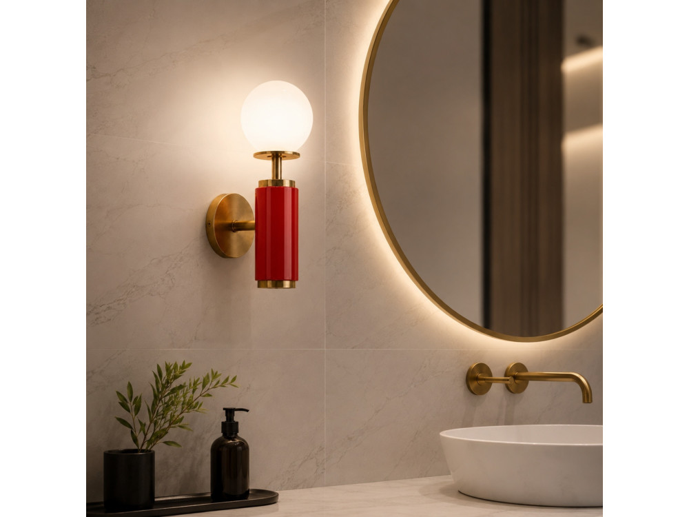 Metalen wandlamp "Moira" - 15 x 17 x 37 cm - Rood