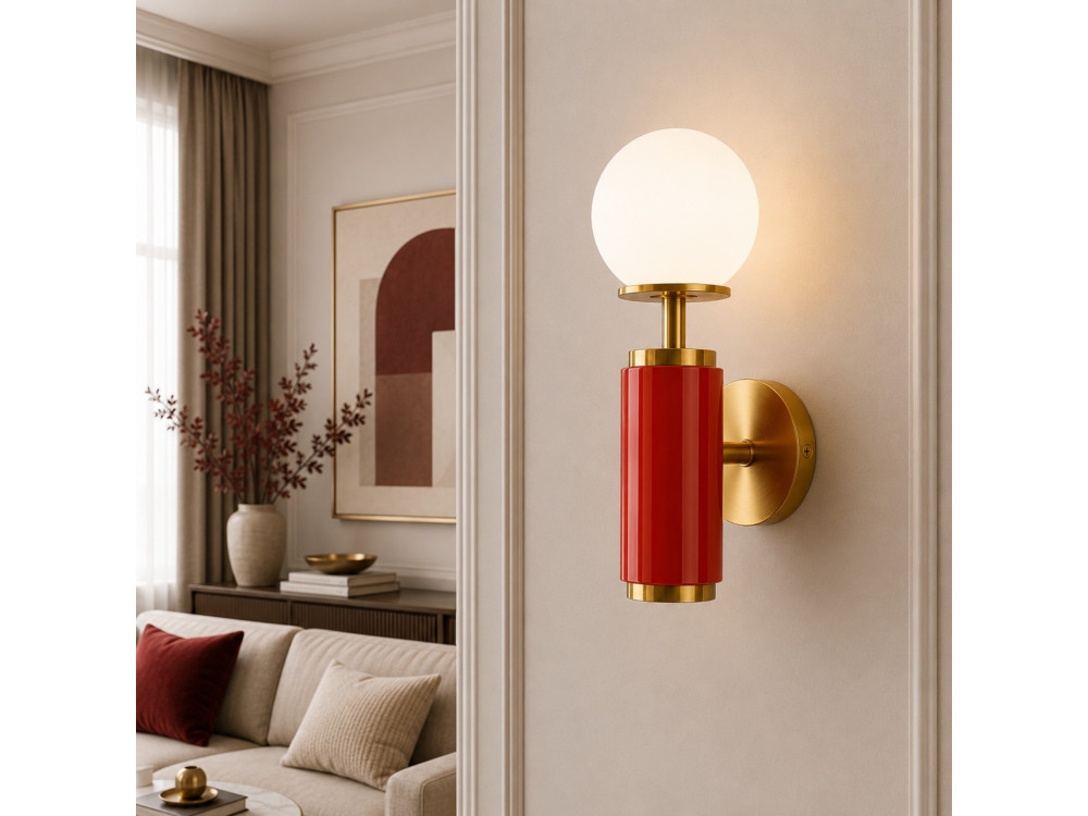 Metalen wandlamp "Moira" - 15 x 17 x 37 cm - Rood