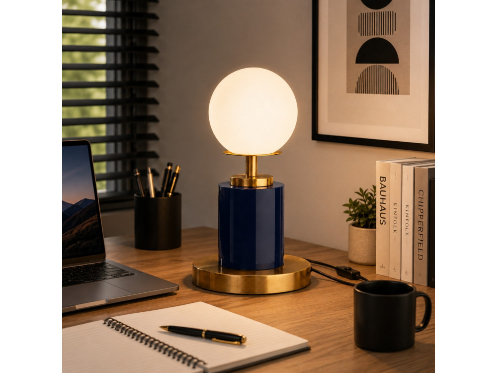 Metalen tafellamp "Moira" - 17 x 17 x 34 cm - Blauw