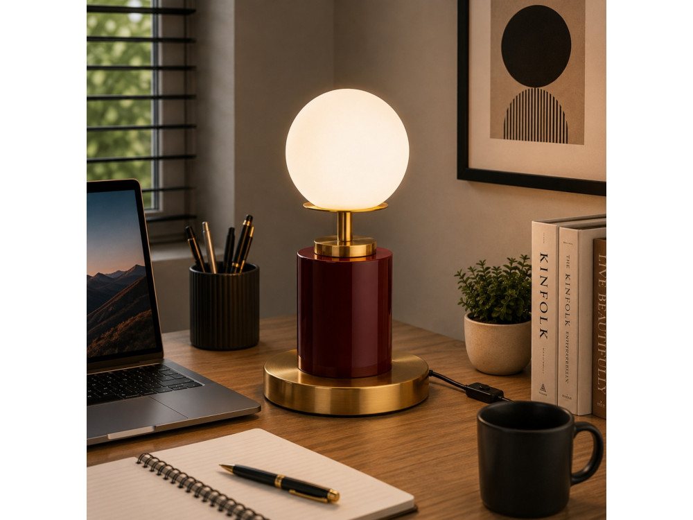 Metalen tafellamp "Moira" - 17 x 17 x 34 cm - Rood