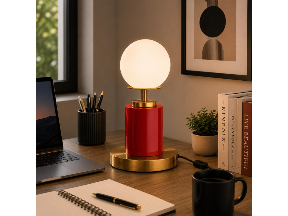 Metalen tafellamp "Moira" - 17 x 17 x 34 cm - Rood