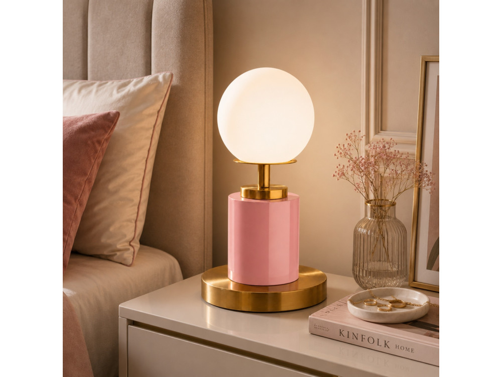 Metalen tafellamp "Moira" - 17 x 17 x 34 cm - Roze