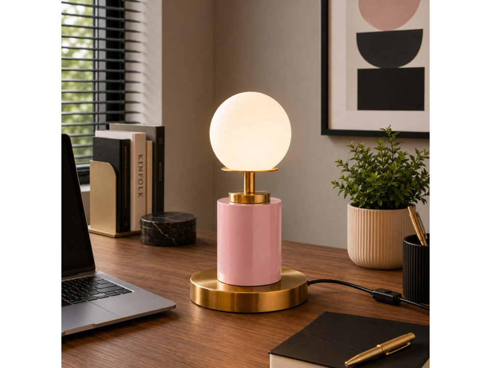 Metalen tafellamp "Moira" - 17 x 17 x 34 cm - Roze