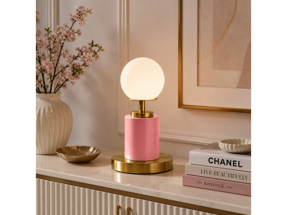 Metalen tafellamp "Moira" - 17 x 17 x 34 cm - Roze