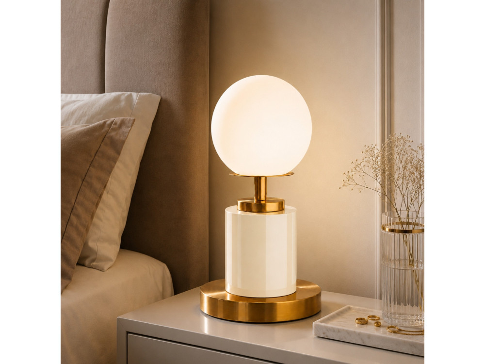 Metalen tafellamp "Moira" - 17 x 17 x 34 cm - Beige