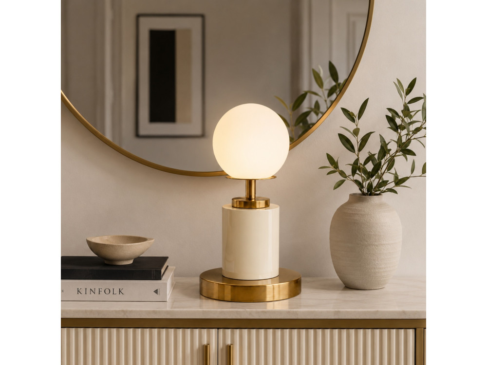 Metalen tafellamp "Moira" - 17 x 17 x 34 cm - Beige