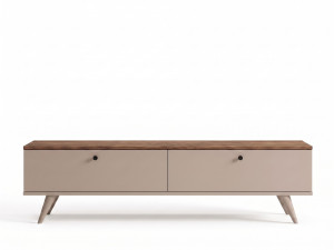 Houten tv-meubel "Paris" - 160 x 25 x 40 cm - Notenhout / Kasjmier
