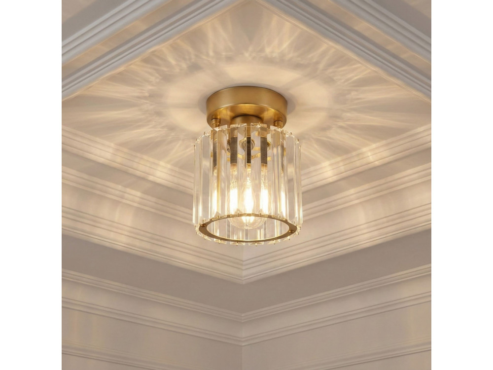 Metalen plafondlamp "Yakops" - Hoogte 17 cm - Geel