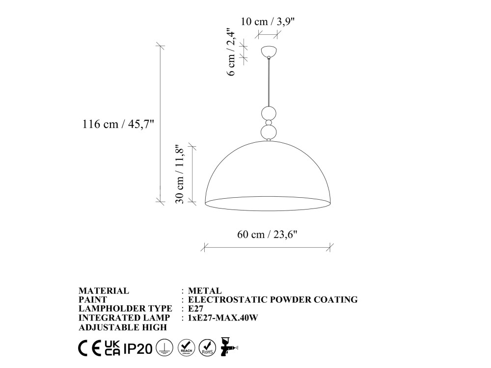 Metalen hanglamp "Bubble" - 60 x 60 cm - Geel