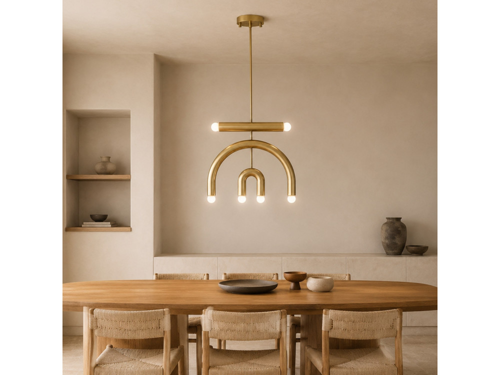 Metalen kroonluchter "Vento" - 50 x 10 cm - Geel