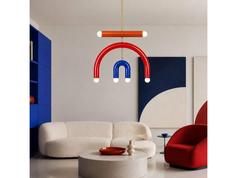 Metalen kroonluchter "Vento" - 50 x 10 cm - Rood