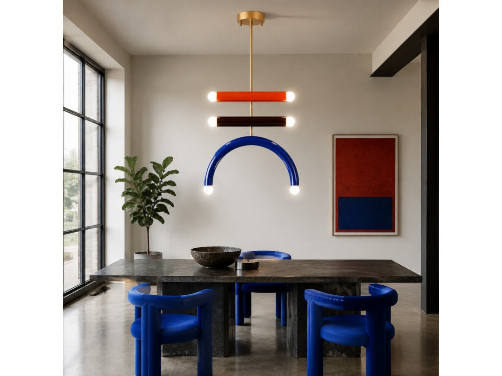 Metalen kroonluchter "Vento" - 50 x 10 cm - Blauw