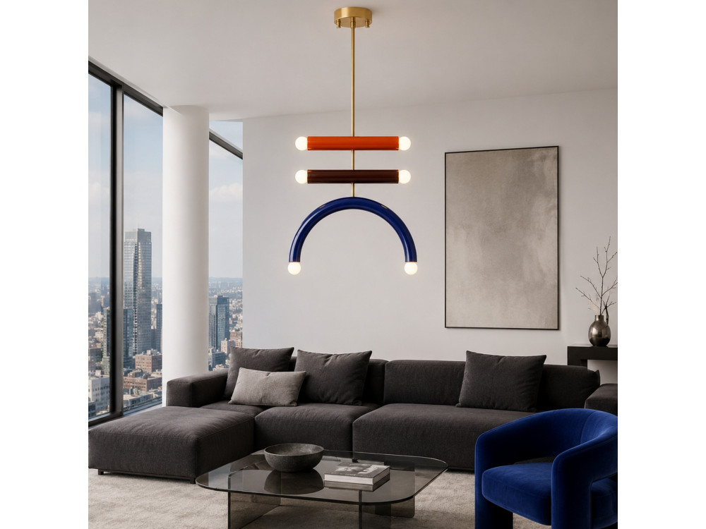 Metalen kroonluchter "Vento" - 50 x 10 cm - Blauw