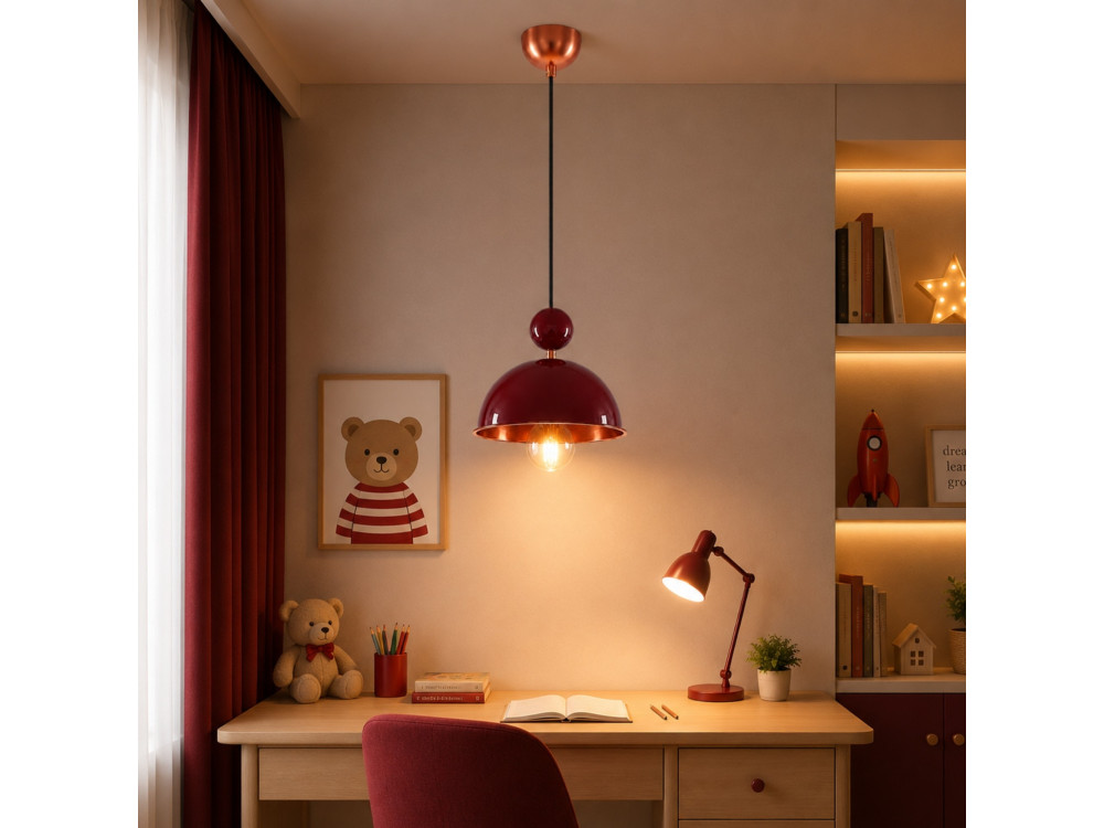 Metalen hanglamp "Bubble" - 21 x 21 cm - Bordeaux