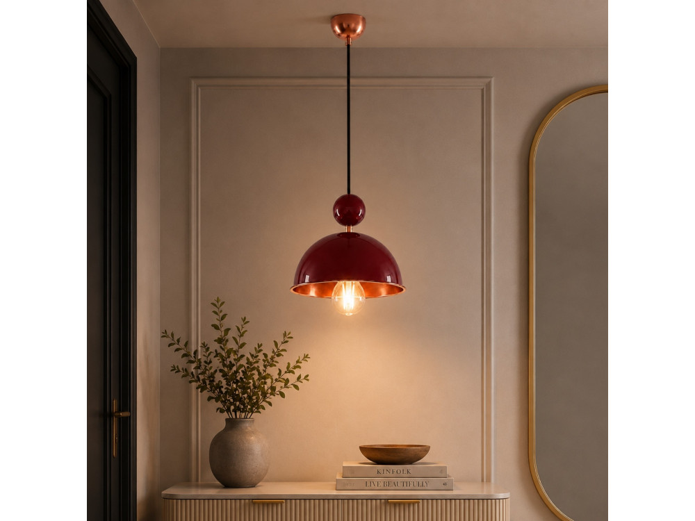 Metalen hanglamp "Bubble" - 21 x 21 cm - Bordeaux