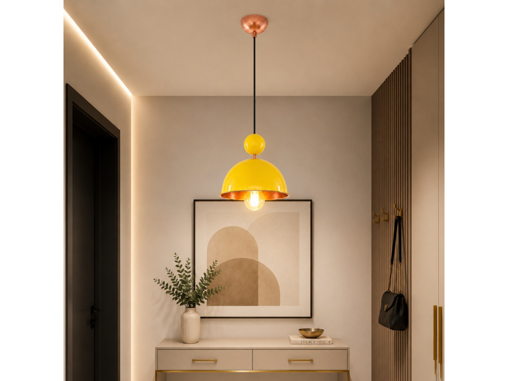 Metalen hanglamp "Bubble" - 21 x 21 cm - Geel
