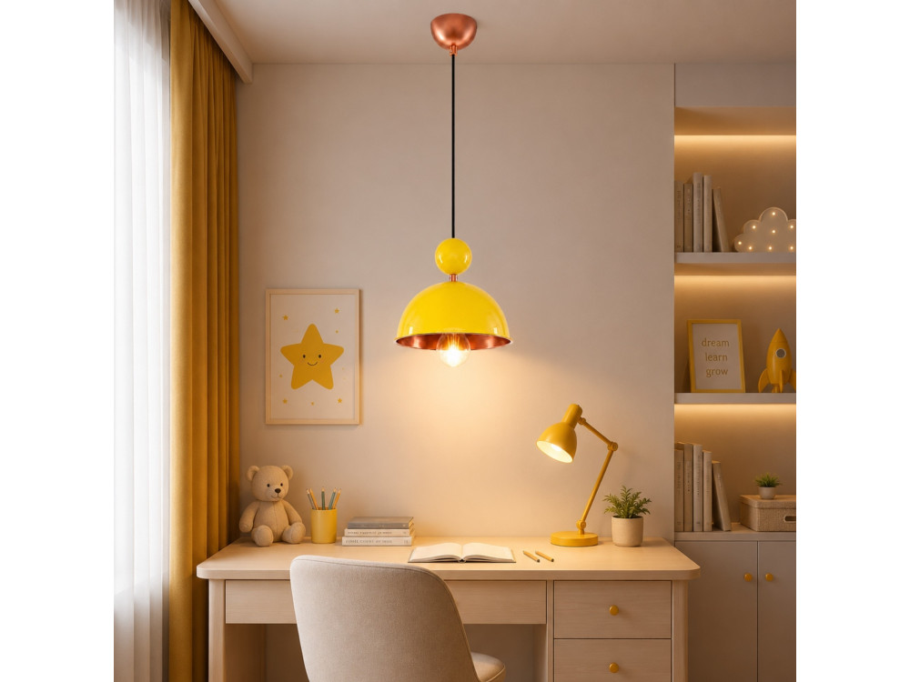 Metalen hanglamp "Bubble" - 21 x 21 cm - Geel