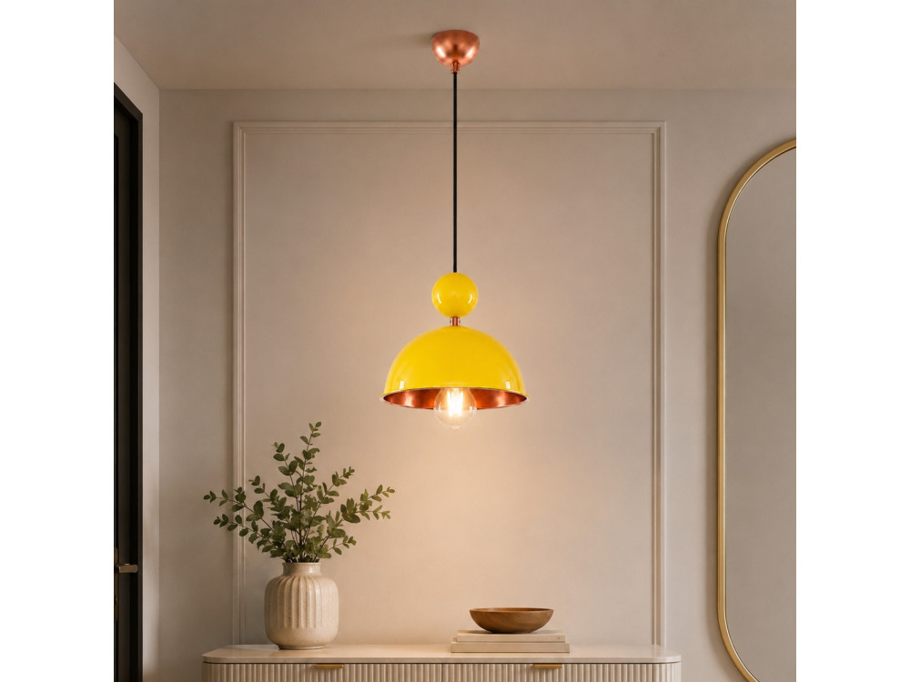Metalen hanglamp "Bubble" - 21 x 21 cm - Geel