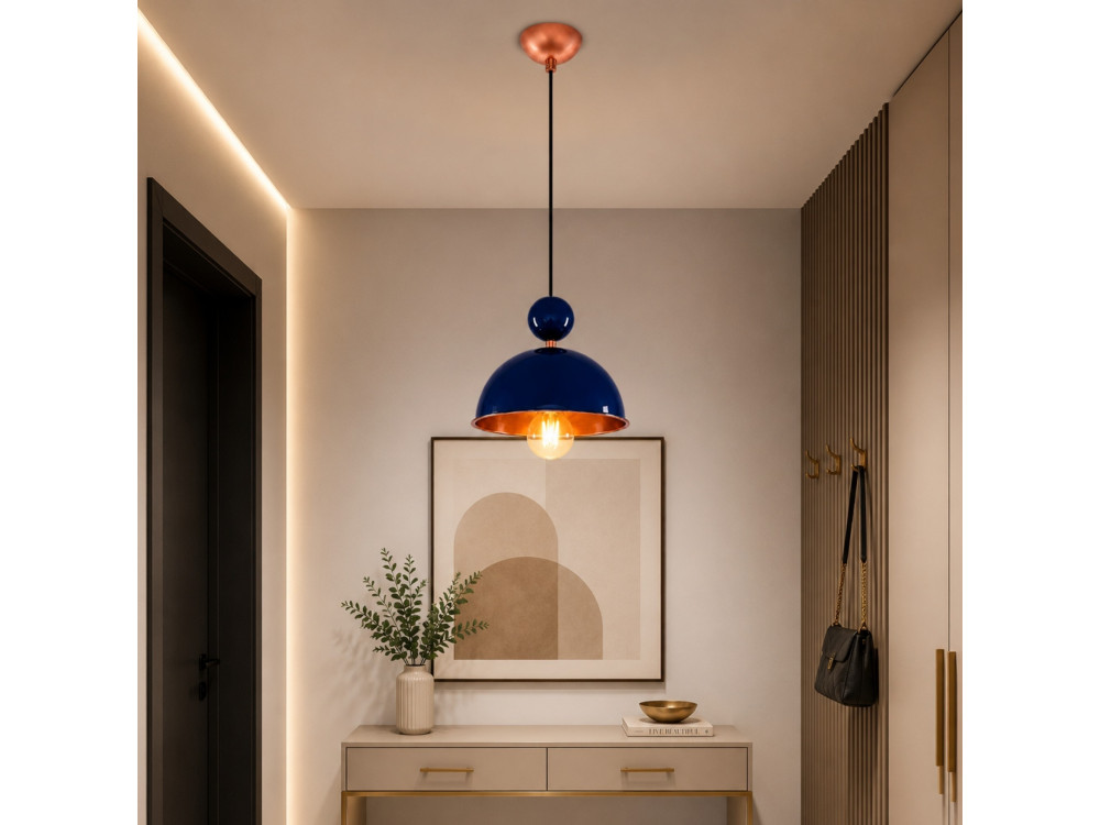 Metalen hanglamp "Bubble" - 21 x 21 cm - Marineblauw