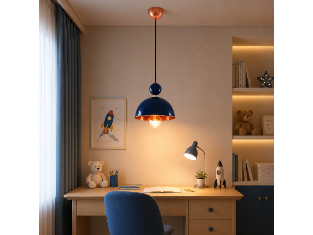 Metalen hanglamp "Bubble" - 21 x 21 cm - Marineblauw