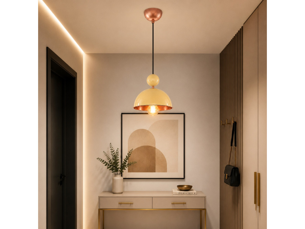 Metalen hanglamp "Bubble" - 21 x 21 cm - Geel