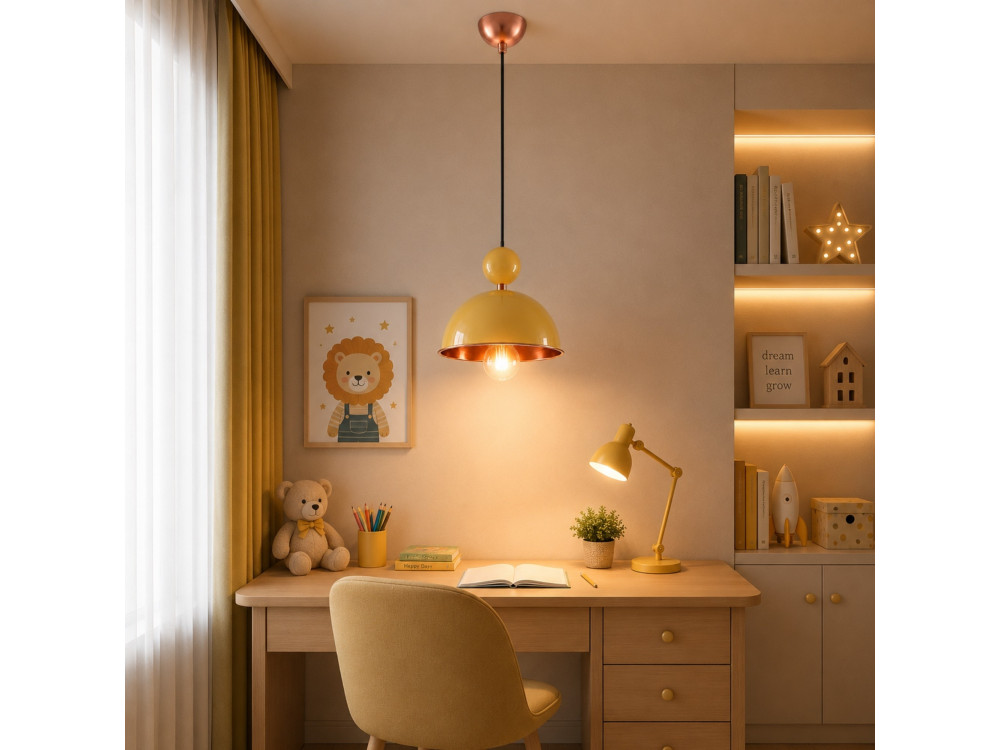 Metalen hanglamp "Bubble" - 21 x 21 cm - Geel