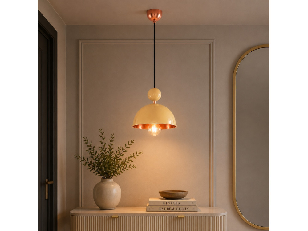 Metalen hanglamp "Bubble" - 21 x 21 cm - Geel