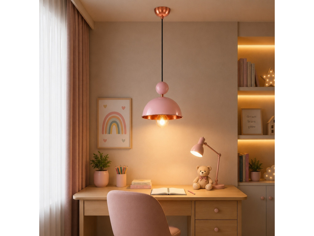 Metalen hanglamp "Bubble" - 21 x 21 cm - Roze
