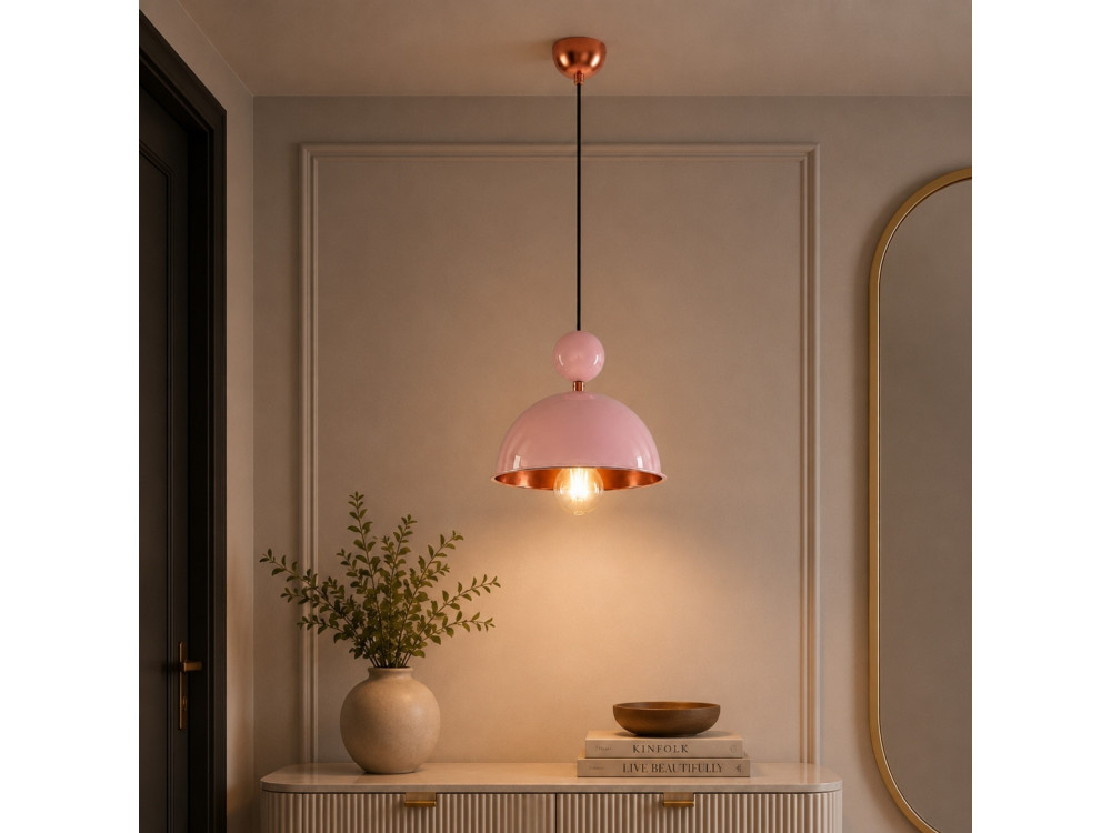 Metalen hanglamp "Bubble" - 21 x 21 cm - Roze