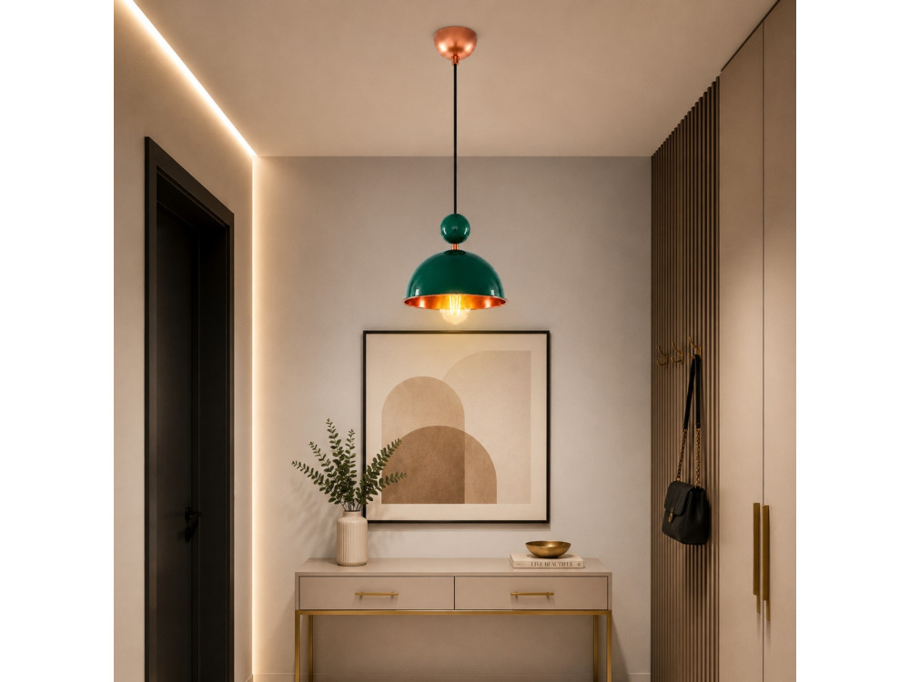 Metalen hanglamp "Bubble" - 21 x 21 cm - Donkergroen