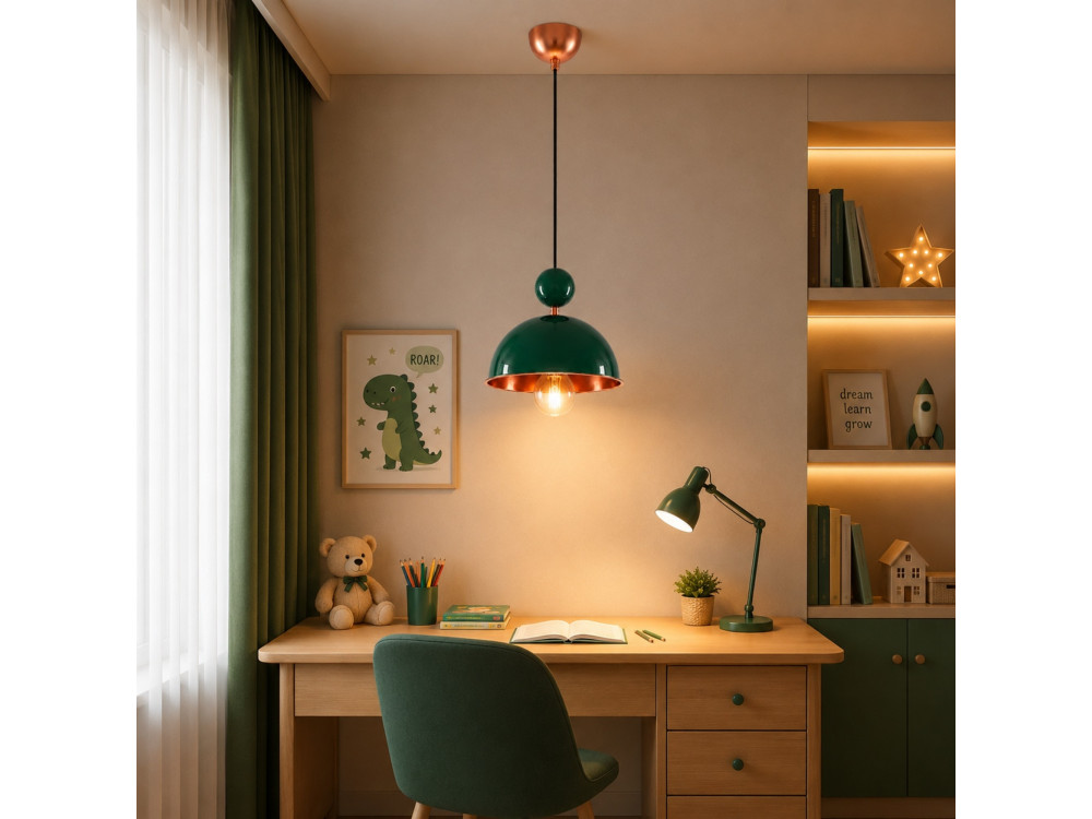 Metalen hanglamp "Bubble" - 21 x 21 cm - Donkergroen