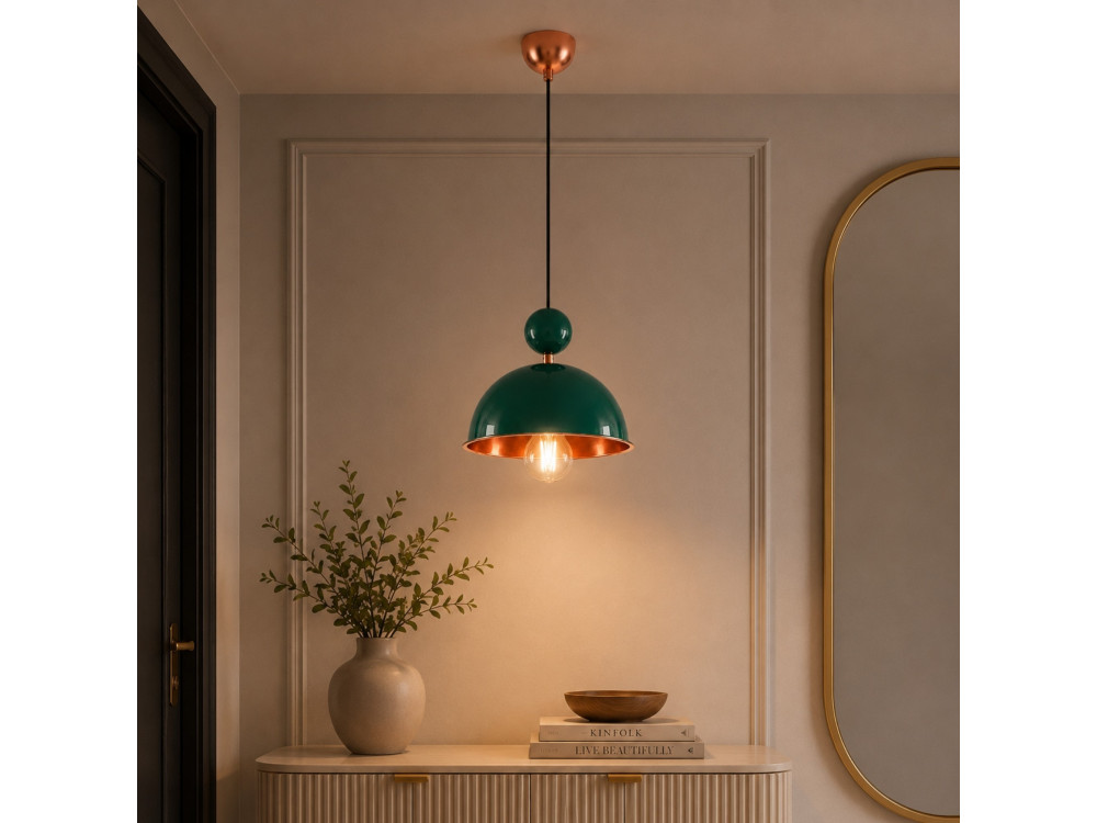 Metalen hanglamp "Bubble" - 21 x 21 cm - Donkergroen