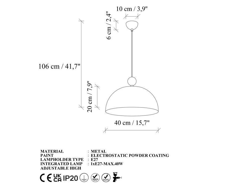 Metalen hanglamp "Bubble" - 40 x 40 cm - Beige