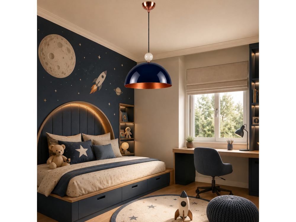 Metalen hanglamp "Bubble" - 40 x 40 cm - Marineblauw