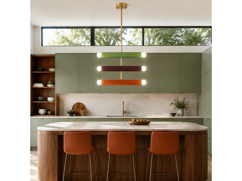 Metalen kroonluchter "Vento" - 35 x 10 cm - Groen