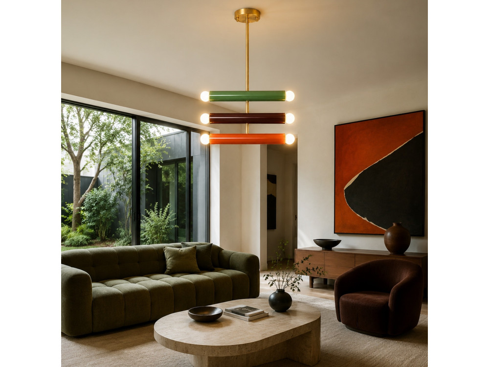Metalen kroonluchter "Vento" - 35 x 10 cm - Groen